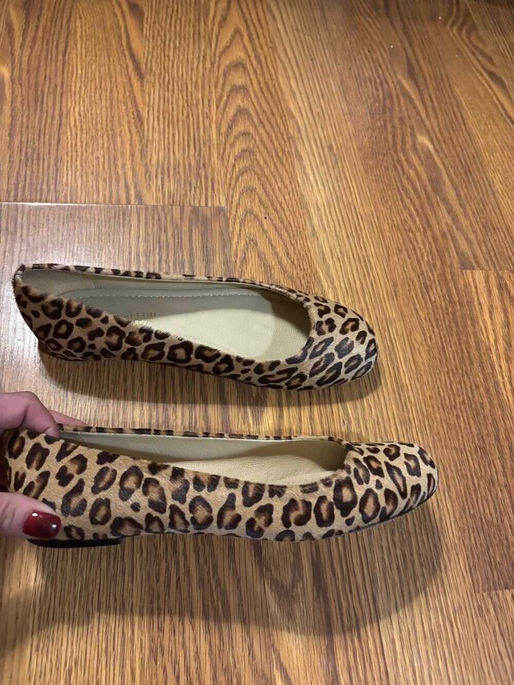 Garner Hill Made in Italy Leather Leopard Print Ballet Flats
